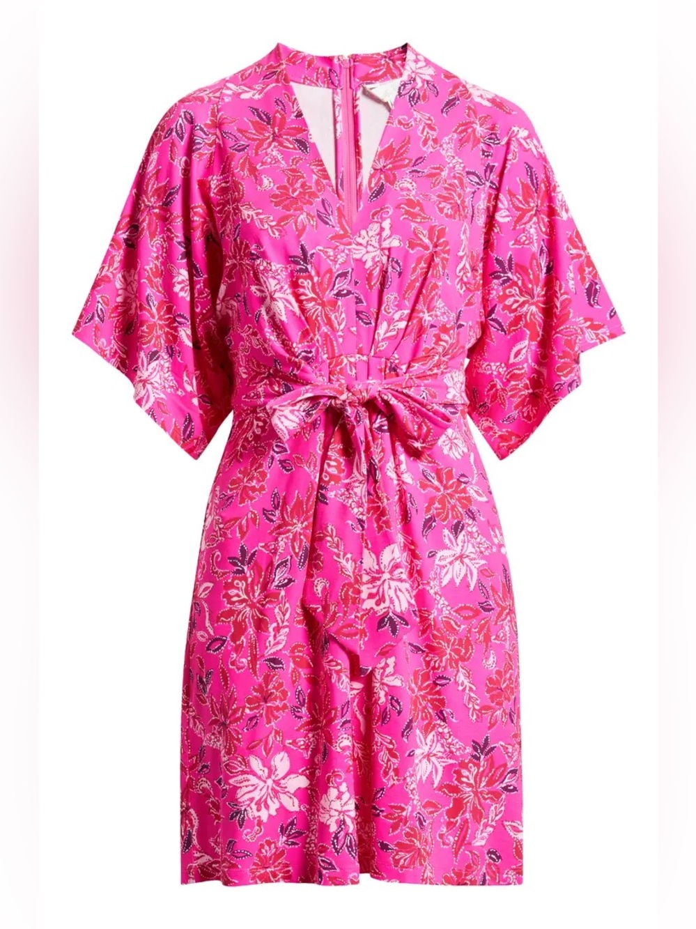 Lilly Pulitzer Wisteria V-Neck Dress in Passion Fruit Pink Giraffic Park, size 6